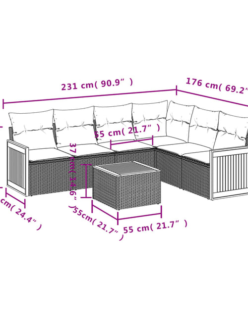 Загрузите изображение в средство просмотра галереи, Set canapele de grădină, 7 piese, cu perne, bej, poliratan
