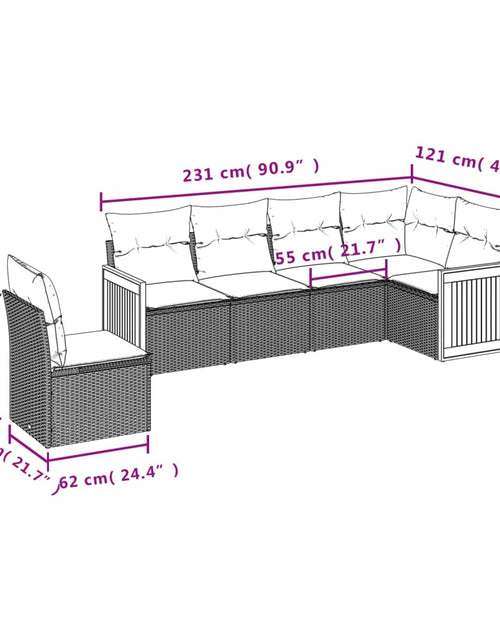 Încărcați imaginea în vizualizatorul Galerie, Set canapele de grădină cu perne, 6 piese, bej, poliratan
