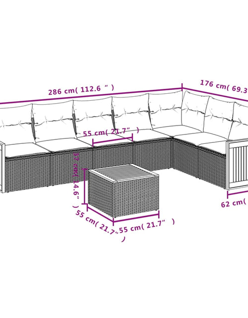 Încărcați imaginea în vizualizatorul Galerie, Set mobilier de grădină cu perne, 8 piese, negru, poliratan
