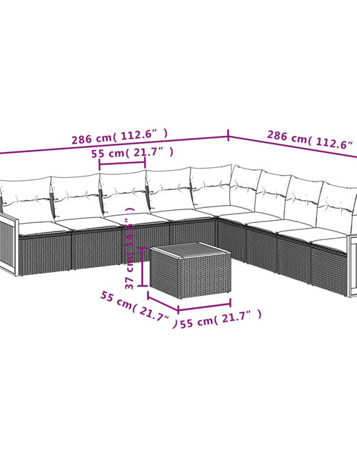 Загрузите изображение в средство просмотра галереи, Set canapele de grădină cu perne, 10 piese, bej, poliratan
