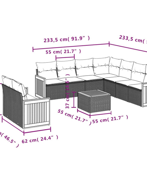 Загрузите изображение в средство просмотра галереи, Set canapele de grădină cu perne, 10 piese, bej, poliratan
