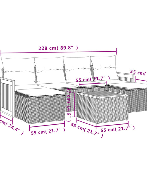 Загрузите изображение в средство просмотра галереи, Set canapele de grădină, 7 piese, cu perne, bej, poliratan
