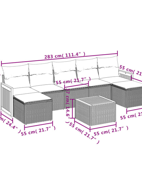 Загрузите изображение в средство просмотра галереи, Set canapele de grădină, 8 piese, cu perne, bej, poliratan

