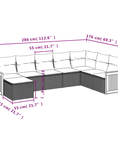 Încărcați imaginea în vizualizatorul Galerie, Set mobilier de grădină cu perne, 8 piese, negru, poliratan
