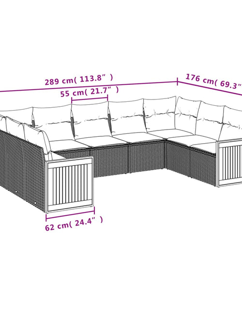 Încărcați imaginea în vizualizatorul Galerie, Set canapele de grădină, 9 piese, cu perne, bej, poliratan
