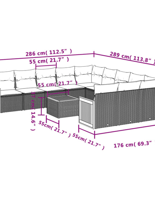 Загрузите изображение в средство просмотра галереи, Set canapele de grădină cu perne, 12 piese, bej, poliratan
