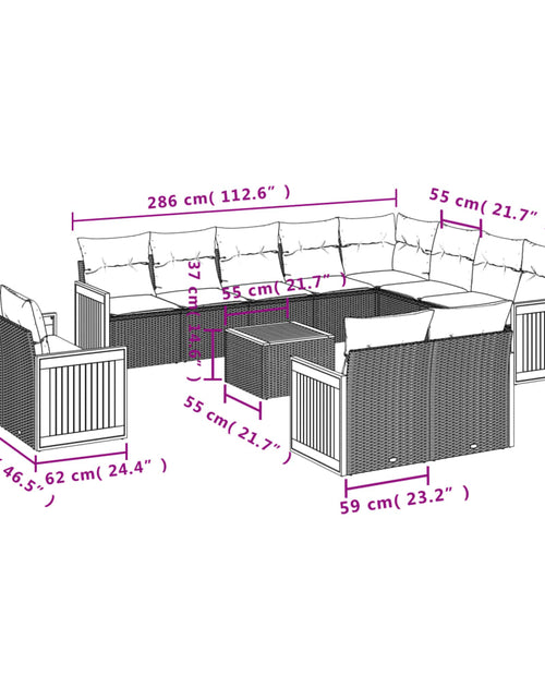 Загрузите изображение в средство просмотра галереи, Set canapele de grădină, 13 piese, cu perne, bej, poliratan
