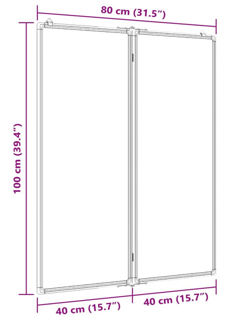 Загрузите изображение в средство просмотра галереи, Tablă magnetică pliabilă, alb, 80x100x1,7 cm, aluminiu
