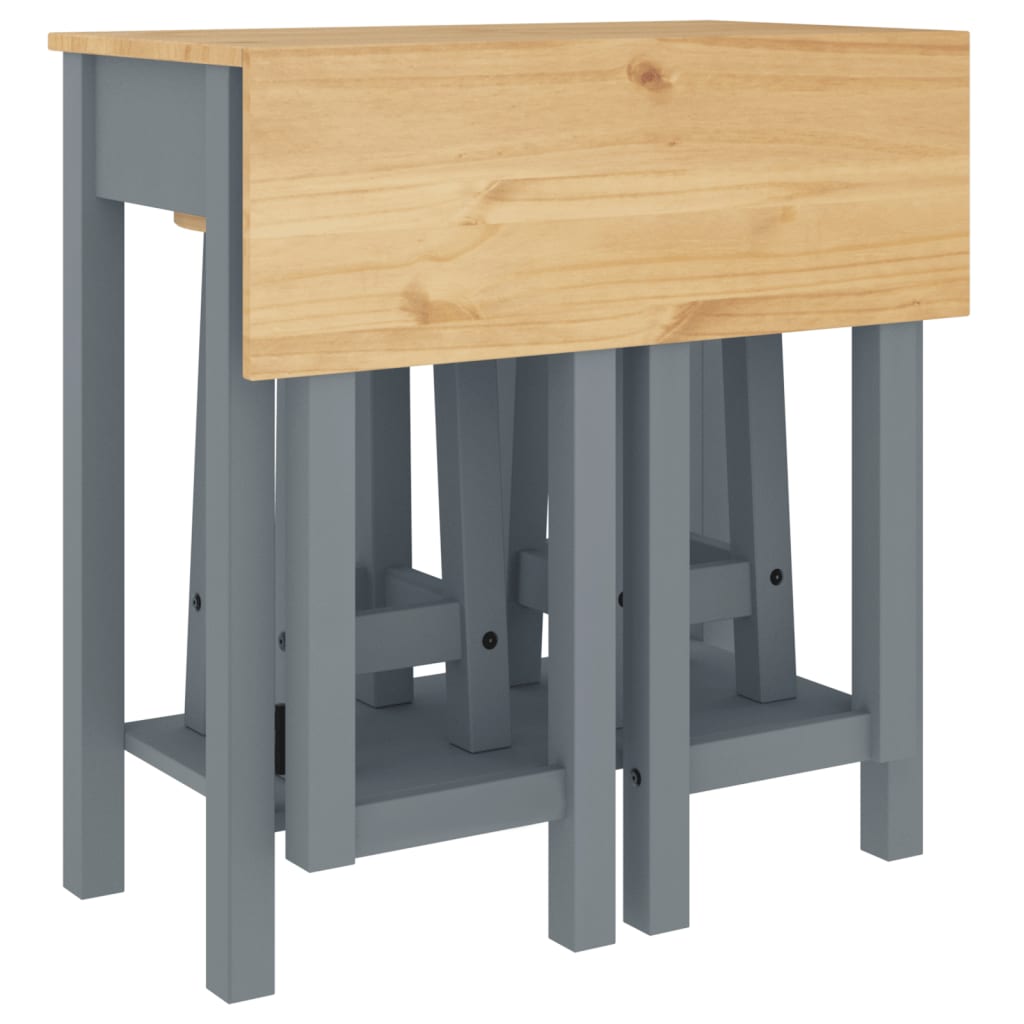 Set mobilier de bar, 3 piese, gri, lemn masiv de pin