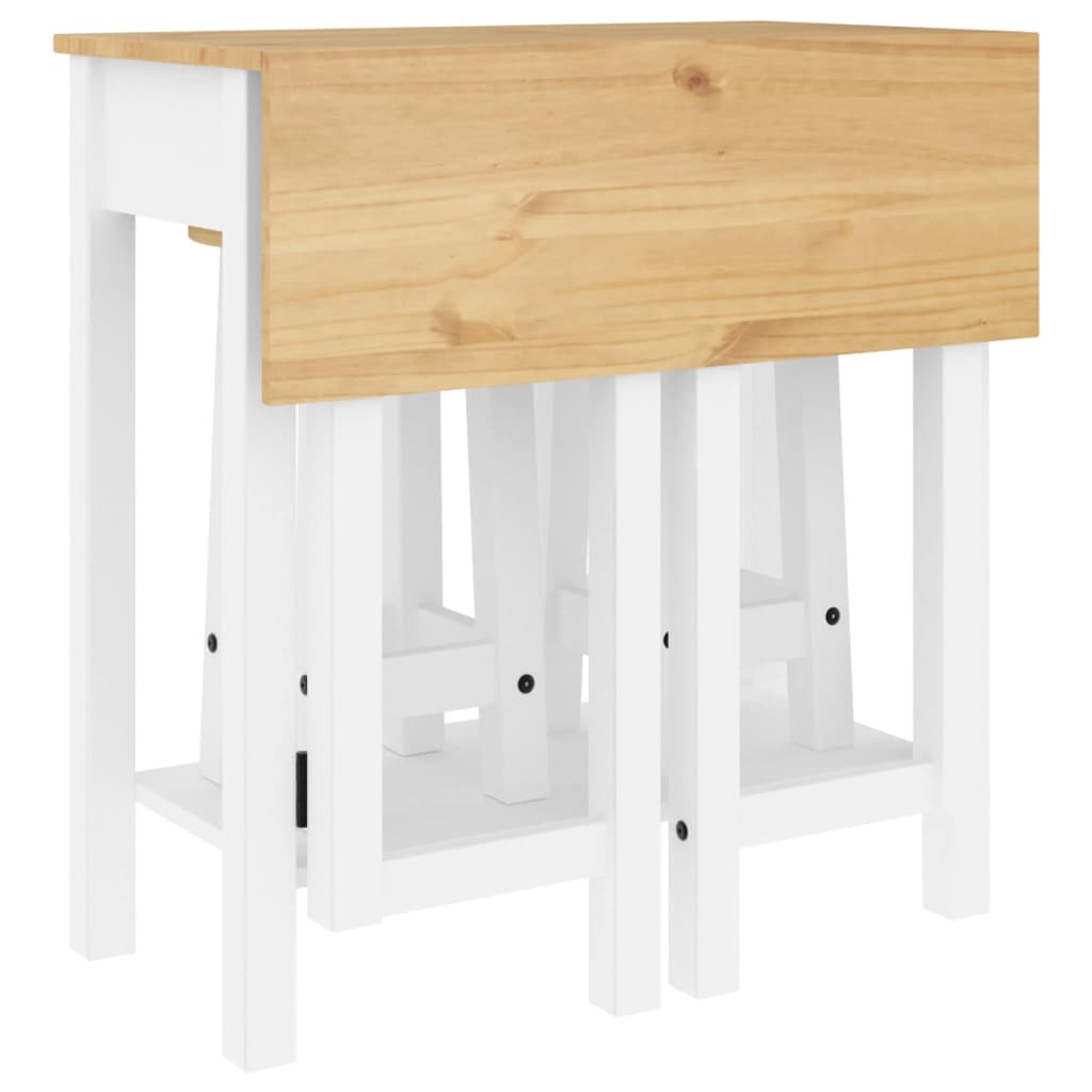 Set mobilier de bar, 3 piese, alb, lemn masiv de pin