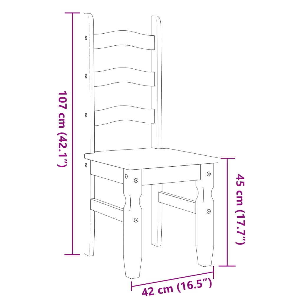 Scaune de bucătărie Corona 2buc. alb 42x47x107cm lemn masiv pin