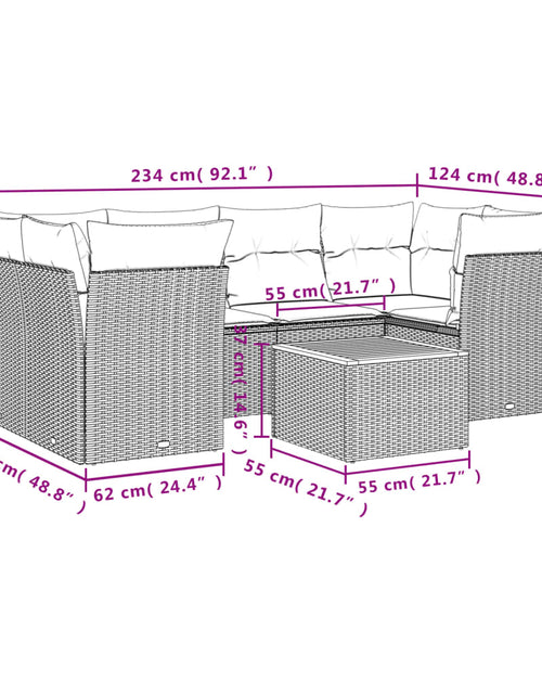 Загрузите изображение в средство просмотра галереи, Set canapele de grădină, 7 piese, cu perne, bej, poliratan
