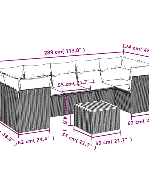 Загрузите изображение в средство просмотра галереи, Set canapele de grădină, 8 piese, cu perne, bej, poliratan
