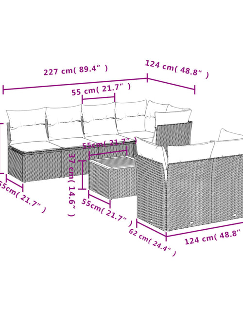 Загрузите изображение в средство просмотра галереи, Set canapele de grădină, 8 piese, cu perne, bej, poliratan
