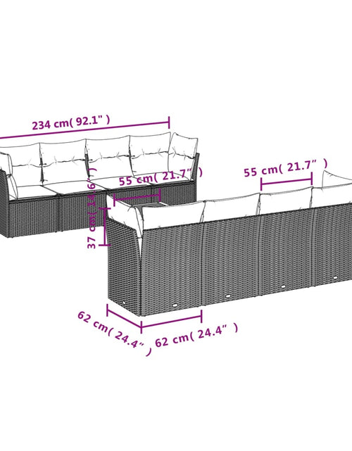 Загрузите изображение в средство просмотра галереи, Set canapele de grădină, 9 piese, cu perne, bej, poliratan
