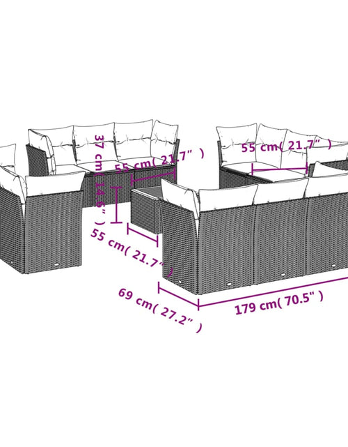 Загрузите изображение в средство просмотра галереи, Set canapele de grădină, 13 piese, cu perne, bej, poliratan
