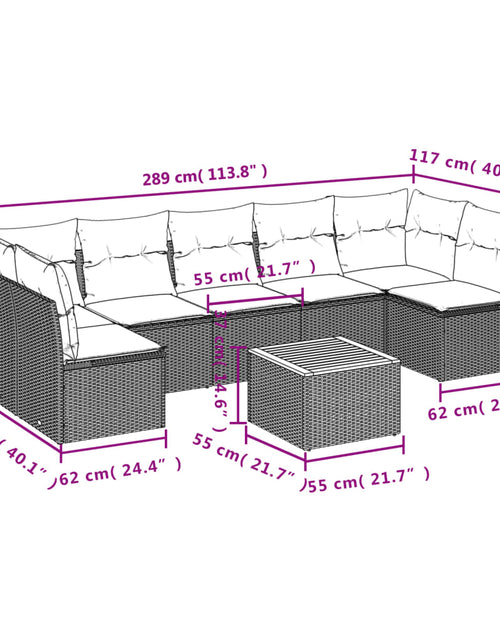 Загрузите изображение в средство просмотра галереи, Set canapele de grădină, 8 piese, cu perne, bej, poliratan
