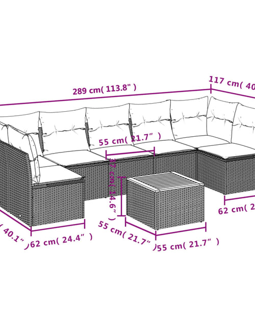 Загрузите изображение в средство просмотра галереи, Set canapele de grădină, 8 piese, cu perne, bej, poliratan
