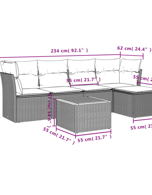 Загрузите изображение в средство просмотра галереи, Set canapele de grădină cu perne, 6 piese, bej, poliratan
