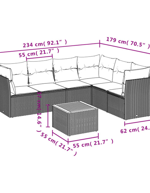 Загрузите изображение в средство просмотра галереи, Set canapele de grădină, 7 piese, cu perne, bej, poliratan
