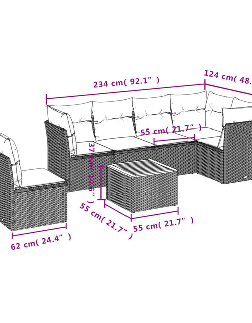 Загрузите изображение в средство просмотра галереи, Set canapele de grădină, 7 piese, cu perne, bej, poliratan
