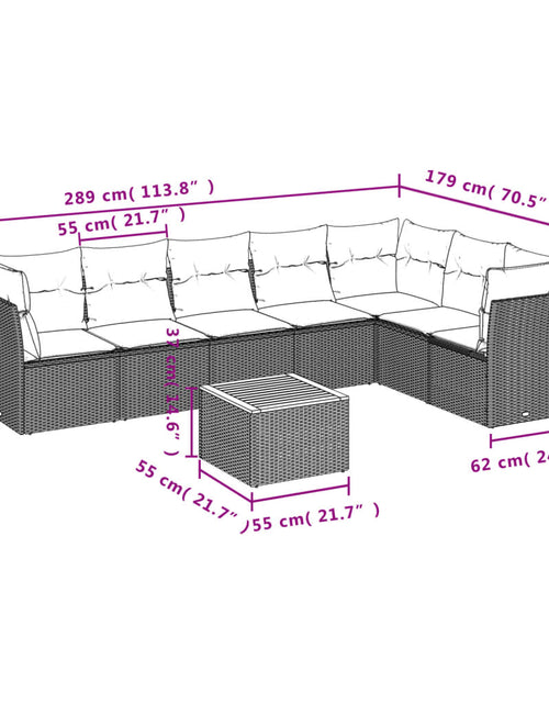 Загрузите изображение в средство просмотра галереи, Set canapele de grădină, 8 piese, cu perne, bej, poliratan
