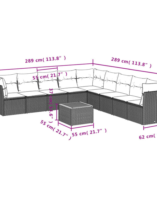 Загрузите изображение в средство просмотра галереи, Set canapele de grădină cu perne, 10 piese, bej, poliratan
