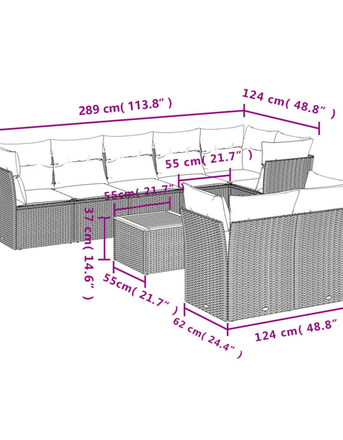 Загрузите изображение в средство просмотра галереи, Set canapele de grădină, 9 piese, cu perne, bej, poliratan
