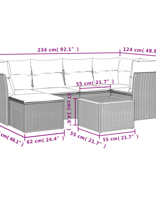 Загрузите изображение в средство просмотра галереи, Set canapele de grădină, 7 piese, cu perne, bej, poliratan
