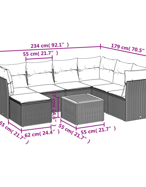 Загрузите изображение в средство просмотра галереи, Set canapele de grădină, 8 piese, cu perne, bej, poliratan
