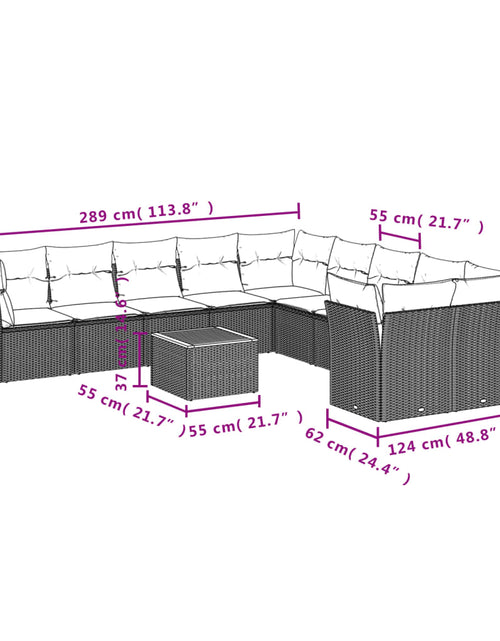 Загрузите изображение в средство просмотра галереи, Set canapele de grădină cu perne, 11 piese, bej, poliratan
