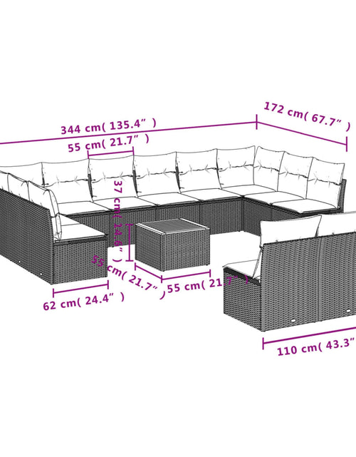 Загрузите изображение в средство просмотра галереи, Set canapele de grădină, 13 piese, cu perne, bej, poliratan
