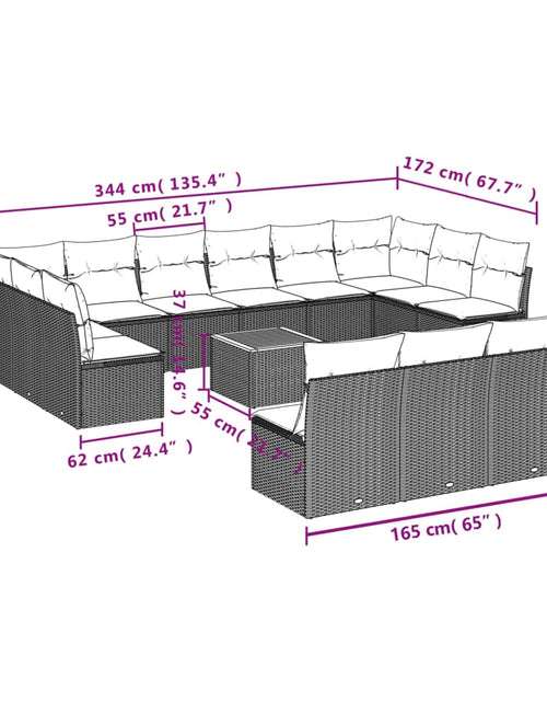 Загрузите изображение в средство просмотра галереи, Set canapele de grădină, 14 piese, cu perne, bej, poliratan
