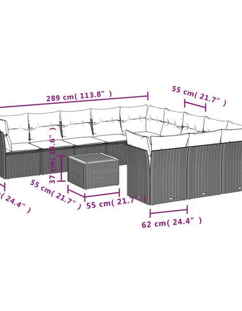 Загрузите изображение в средство просмотра галереи, Set canapele de grădină cu perne, 12 piese, bej, poliratan
