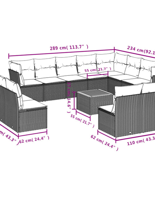 Загрузите изображение в средство просмотра галереи, Set canapele de grădină, 13 piese, cu perne, bej, poliratan
