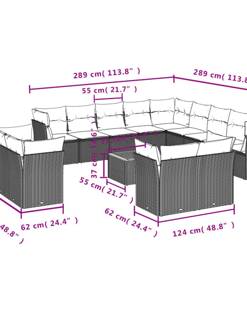 Загрузите изображение в средство просмотра галереи, Set canapele de grădină, 14 piese, cu perne, bej, poliratan
