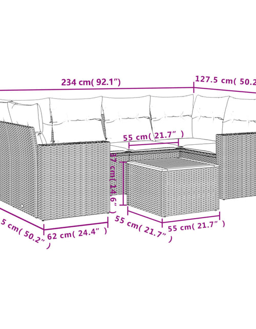 Загрузите изображение в средство просмотра галереи, Set canapele de grădină, 7 piese, cu perne, bej, poliratan
