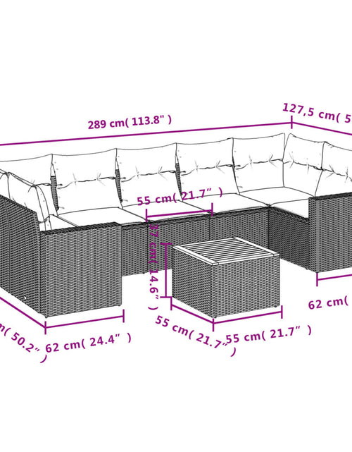 Încărcați imaginea în vizualizatorul Galerie, Set canapele de grădină, 8 piese, cu perne, bej, poliratan

