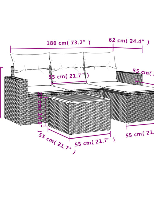 Загрузите изображение в средство просмотра галереи, Set canapele de grădină cu perne, 5 piese, bej, poliratan
