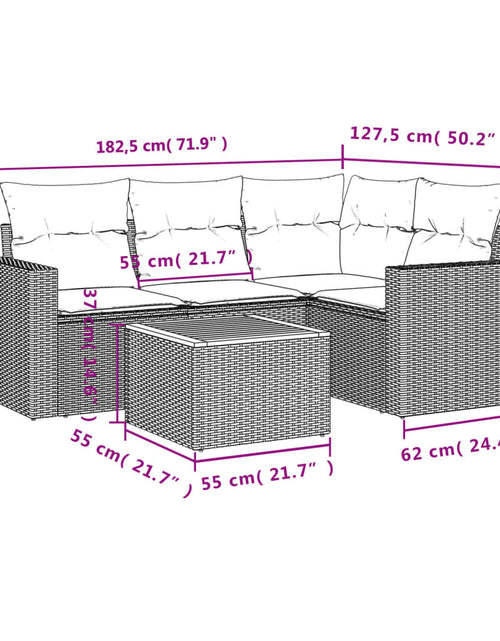 Încărcați imaginea în vizualizatorul Galerie, Set mobilier de grădină cu perne, 5 piese, negru, poliratan
