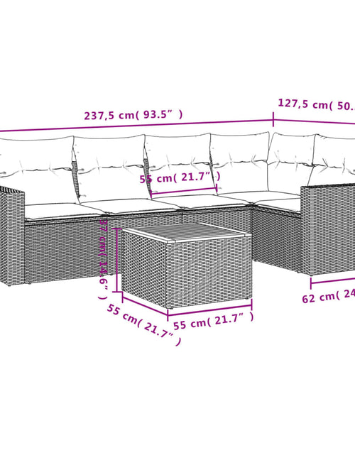 Загрузите изображение в средство просмотра галереи, Set mobilier de grădină cu perne, 6 piese, negru, poliratan
