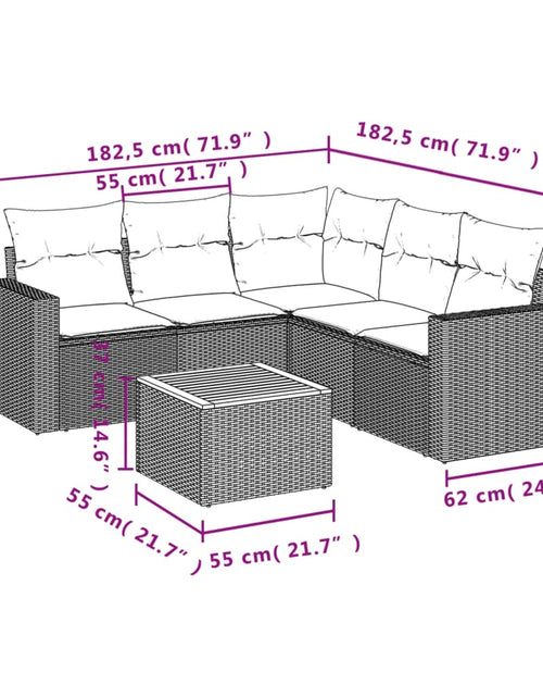 Загрузите изображение в средство просмотра галереи, Set mobilier de grădină cu perne, 6 piese, negru, poliratan
