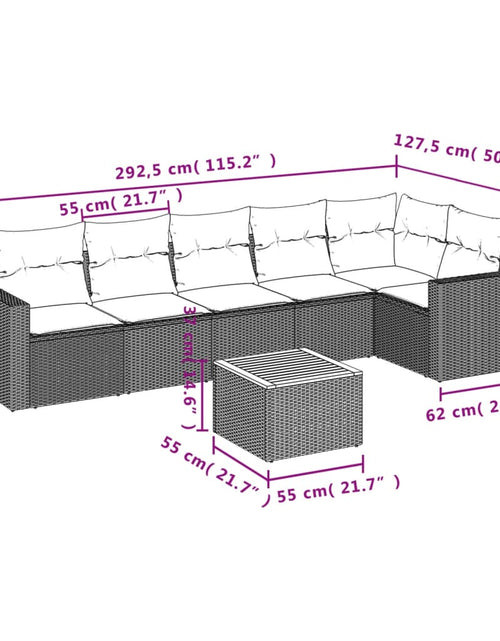 Загрузите изображение в средство просмотра галереи, Set canapele de grădină, 7 piese, cu perne, bej, poliratan
