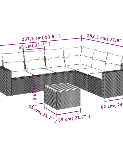 Încărcați imaginea în vizualizatorul Galerie, Set canapele de grădină, 7 piese, cu perne, bej, poliratan
