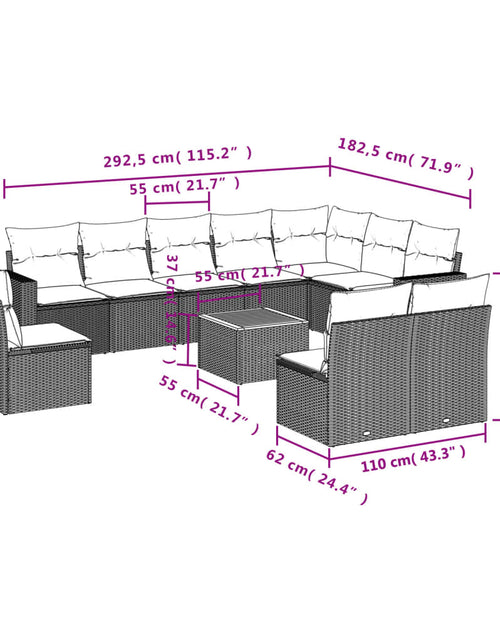 Загрузите изображение в средство просмотра галереи, Set canapele de grădină cu perne, 11 piese, bej, poliratan
