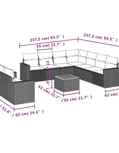 Încărcați imaginea în vizualizatorul Galerie, Set canapele de grădină cu perne, 10 piese, bej, poliratan
