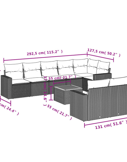 Загрузите изображение в средство просмотра галереи, Set canapele de grădină, 9 piese, cu perne, bej, poliratan

