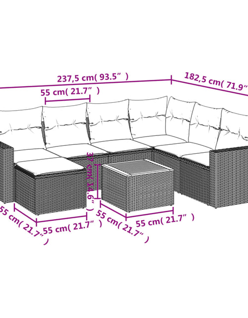 Încărcați imaginea în vizualizatorul Galerie, Set mobilier de grădină cu perne, 8 piese, negru, poliratan
