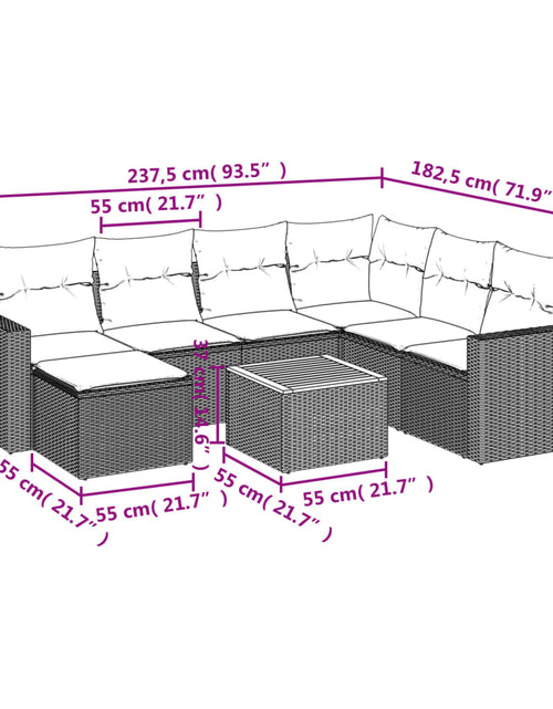 Încărcați imaginea în vizualizatorul Galerie, Set mobilier de grădină cu perne, 8 piese, negru, poliratan
