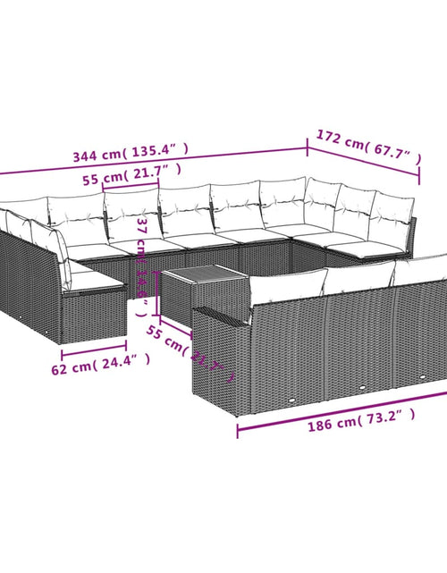 Încărcați imaginea în vizualizatorul Galerie, Set mobilier de grădină cu perne, 14 piese, negru, poliratan
